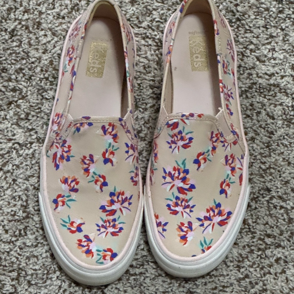 Keds Women's Floral Canvas Sneakers - Cream and Purple